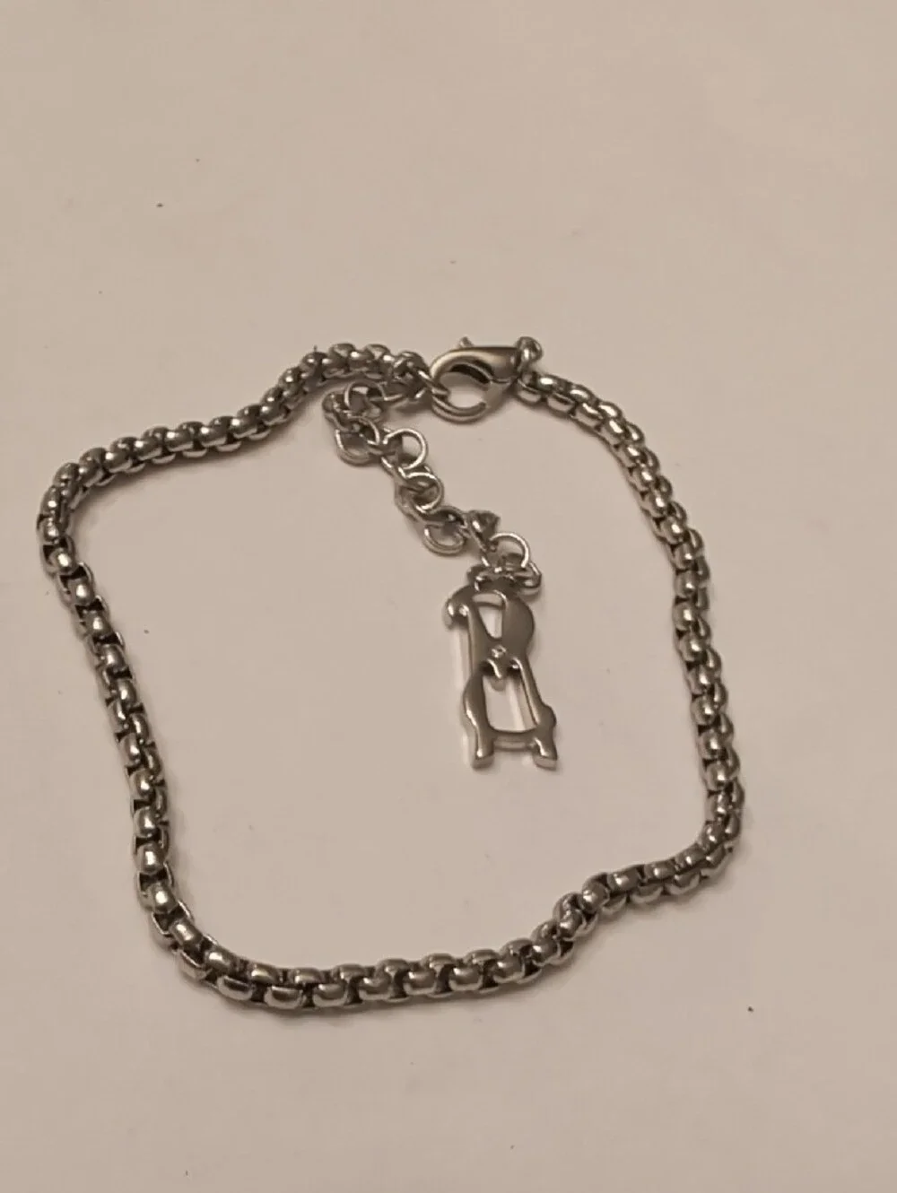 Silver Tone Chain Bracelet with MS Charm - Silver